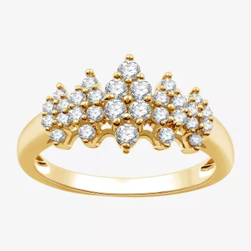(G-H / Si2-I1) Womens 1/2 CT. T.W. Lab Grown White Diamond 10K Gold Cluster Band