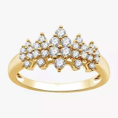 (G-H / Si2-I1) Womens 1/2 CT. T.W. Lab Grown White Diamond 10K Gold Cluster Band