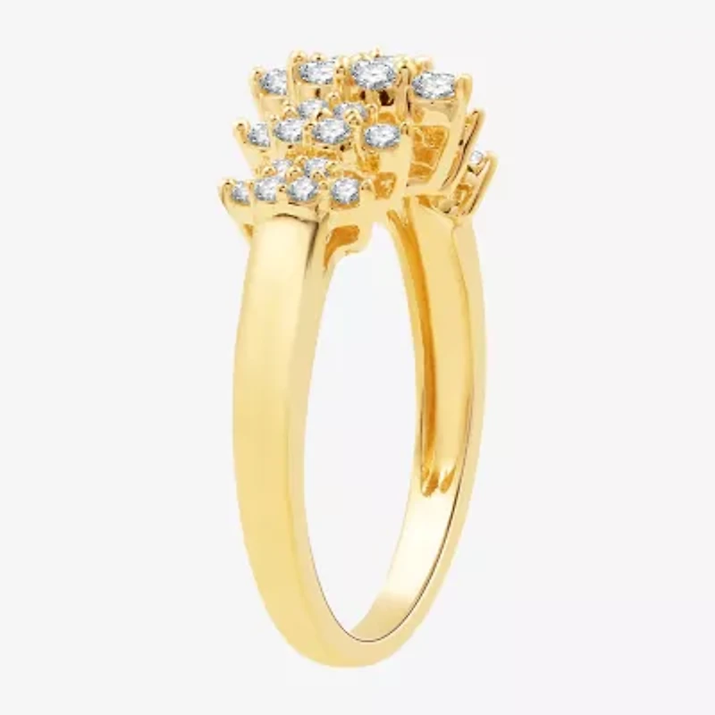 (G-H / Si2-I1) Womens 1/2 CT. T.W. Lab Grown White Diamond 10K Gold Cluster Band