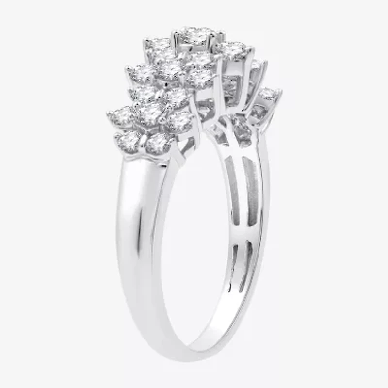 (G-H / Si2-I1) Womens 1 CT. T.W. Lab Grown White Diamond 10K Gold Cluster Band