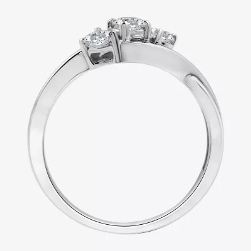 I Said Yes (H-I / I1) Womens 1/2 CT. T.W. Lab Grown White Diamond Sterling Silver Round 3-Stone Engagement Ring