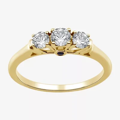 I Said Yes (H-I / I1) Womens 1/2 CT. T.W. Lab Grown White Diamond 14K Gold Over Silver Sterling Round 3-Stone Engagement Ring