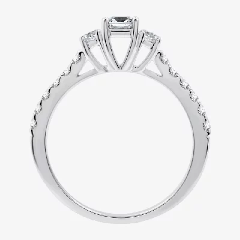 I Said Yes (H-I / I1) Womens 3/4 CT. T.W. Lab Grown White Diamond Sterling Silver Side Stone Engagement Ring