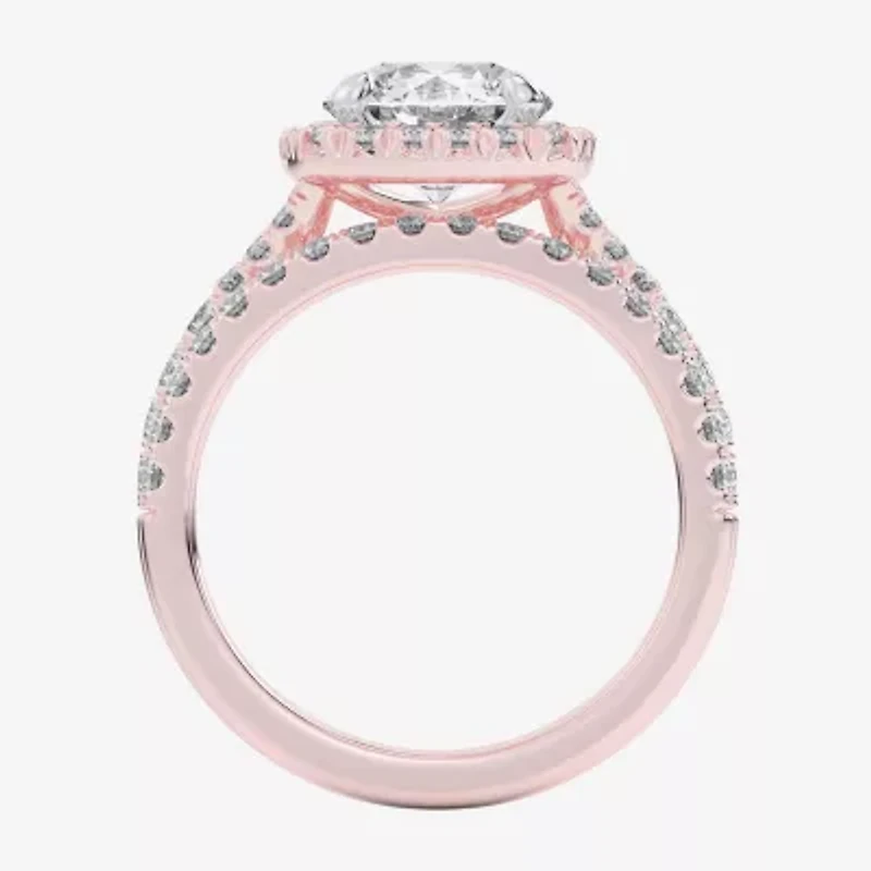 G-H / Si1-Si2) Womens CT. T.W. Lab Grown White Diamond 14K Gold Round Side Stone Halo Bridal Set