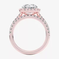 G-H / Si1-Si2) Womens CT. T.W. Lab Grown White Diamond 14K Gold Round Side Stone Halo Bridal Set