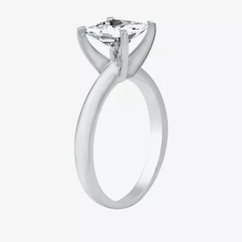 (G / SI2) Womens 2 CT. Lab-Grown White Diamond 14K Gold Princess-cut Solitaire Engagement Ring