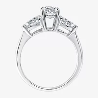 (H-I / Si2-I1) Womens 1 1/2 CT. T.W. Lab Grown White Diamond 10K Gold Pear Round 3-Stone Engagement Ring