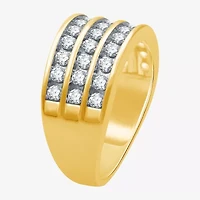 (H-I / Si2-I1) 1 CT. T.W. Lab Grown White Diamond 10K Gold Anniversary Side Stone Band