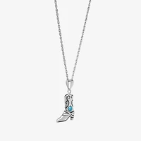 Womens Enhanced Blue Turquoise Sterling Silver 18 Inch Pendant Necklace