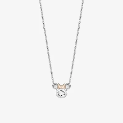 Disney Jewels Collection Womens Genuine White Topaz 14K Two Tone Gold Over Silver 18 Inch Pendant Necklace