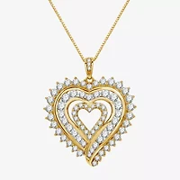 Womens 2 CT. T.W. Lab Grown White Diamond 14K Gold Over Silver Sterling Silver Heart 18 Inch Pendant Necklace