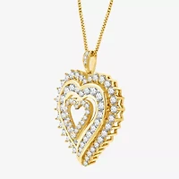 Womens 2 CT. T.W. Lab Grown White Diamond 14K Gold Over Silver Sterling Silver Heart 18 Inch Pendant Necklace