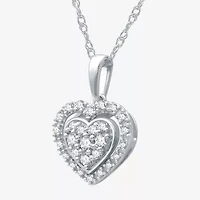 Womens 1/4 CT. T.W. Lab Grown White Diamond Sterling Silver Heart 18 Inch Pendant Necklace