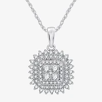 Womens 1/2 CT. T.W. Lab Grown White Diamond Sterling Silver Cushion 18 Inch Pendant Necklace