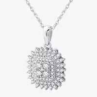 Womens 1/2 CT. T.W. Lab Grown White Diamond Sterling Silver Cushion 18 Inch Pendant Necklace