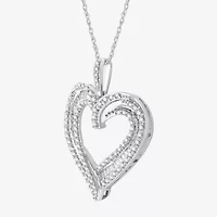 Womens 1 1/2 CT. T.W. Lab Grown White Diamond Sterling Silver Heart 18 Inch Pendant Necklace