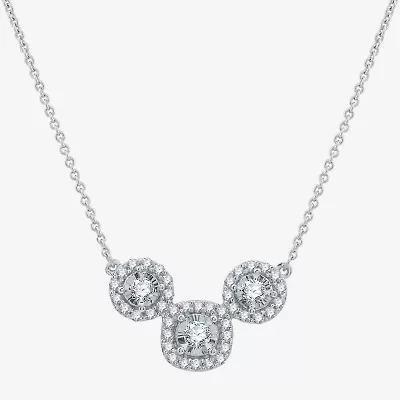 Womens 1/2 CT. T.W. Lab Grown White Diamond Sterling Silver Cushion 18 Inch Pendant Necklace