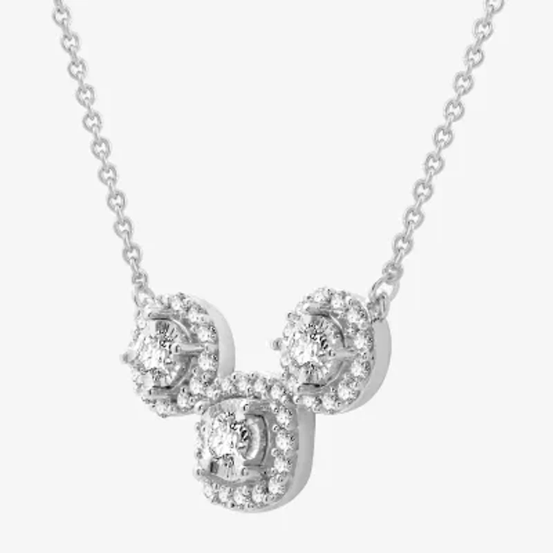 Womens 1/2 CT. T.W. Lab Grown White Diamond Sterling Silver Cushion 18 Inch Pendant Necklace