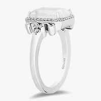 Enchanted Disney Fine Jewelry Womens 1/6 CT. T.W. Natural White Diamond 14K Rose Gold Over Silver Sterling Square Princess Cocktail Ring