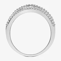 Womens /2 CT. T.W. Lab Grown White Diamond Sterling Silver Crossover Band