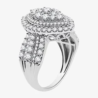 Womens 2 CT. T.W. Lab Grown White Diamond Sterling Silver Marquise Side Stone Cocktail Ring