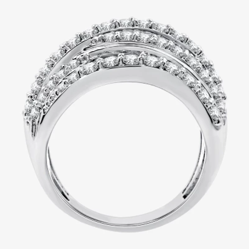 Womens 2 CT. T.W. Lab Grown White Diamond Sterling Silver Crossover Band