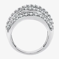 Womens 2 CT. T.W. Lab Grown White Diamond Sterling Silver Crossover Band