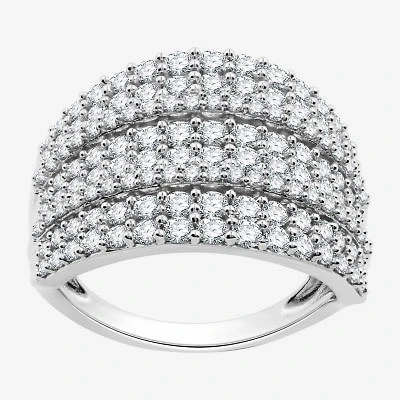 Womens 2 CT. T.W. Lab Grown White Diamond Sterling Silver Band