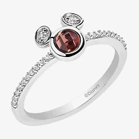 Disney Jewels Collection Womens 1/7 CT. T.W. Gemstone Sterling Silver Mickey Mouse Stackable Ring