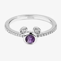 Disney Jewels Collection Womens 1/7 CT. T.W. Gemstone Sterling Silver Mickey Mouse Stackable Ring