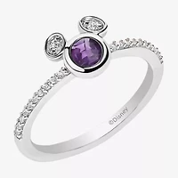 Disney Jewels Collection Womens 1/7 CT. T.W. Gemstone Sterling Silver Mickey Mouse Stackable Ring