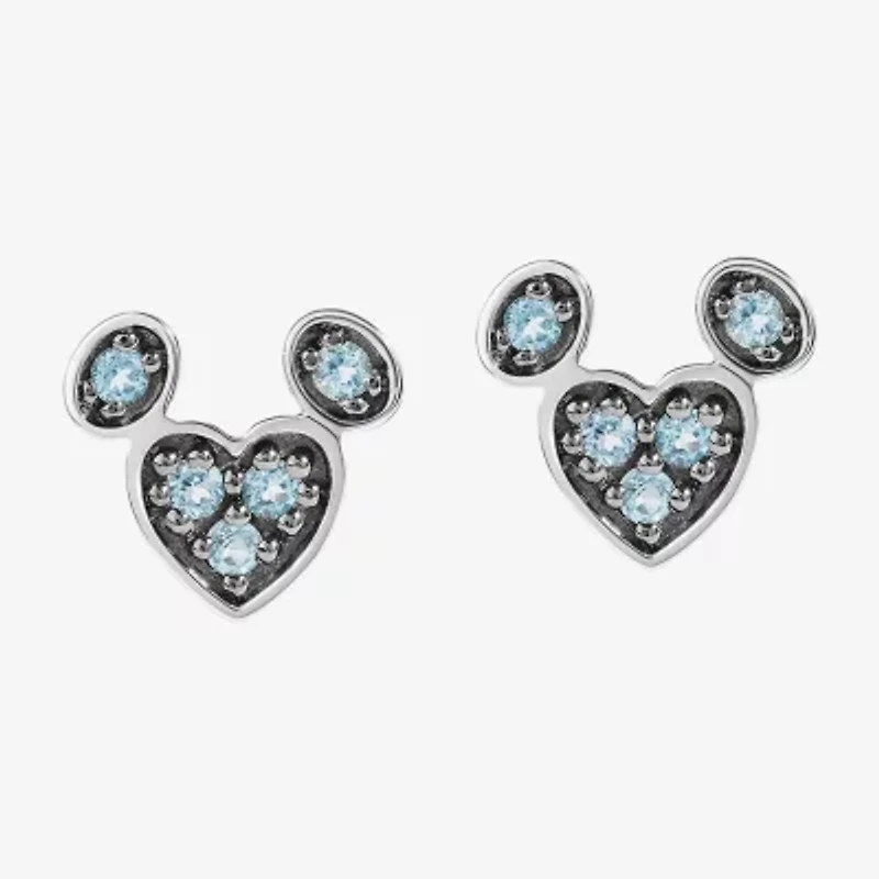 Disney Jewels Collection Gemstone Sterling Silver 10mm Mickey Mouse Stud Earrings