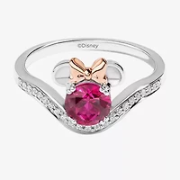 Disney Jewels Collection Womens 1/10 CT. T.W. Gemstone 14K Two Tone Gold Over Silver Sterling Minnie Mouse Cocktail Ring