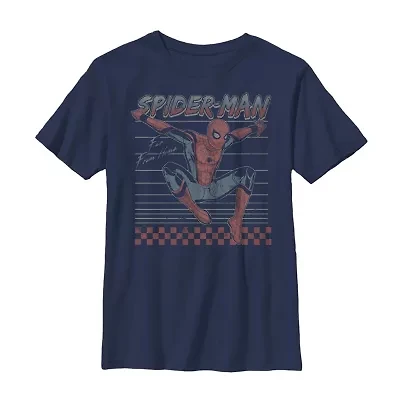 Disney Collection Little & Big Kid Boys Crew Neck Short Sleeve Regular Fit Marvel Spiderman Graphic T-Shirt