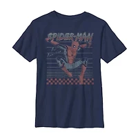Disney Collection Little & Big Kid Boys Crew Neck Short Sleeve Regular Fit Marvel Spiderman Graphic T-Shirt