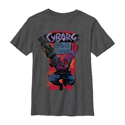 Disney Collection Little & Big Kid Boys Crew Neck Short Sleeve Regular Fit Marvel Spiderman Graphic T-Shirt