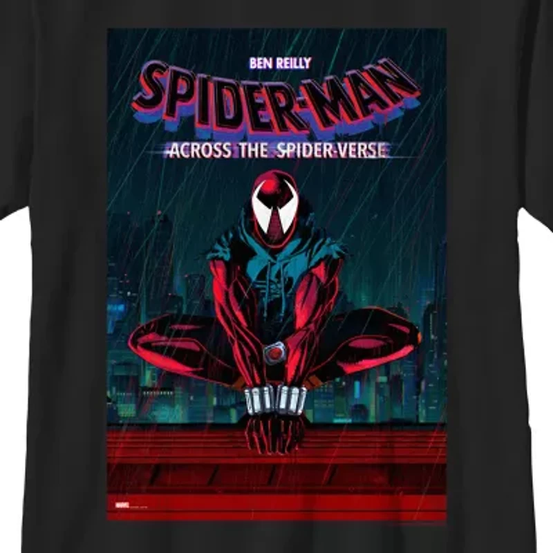 Disney Collection Little & Big Kid Boys Crew Neck Short Sleeve Regular Fit Marvel Spiderman Graphic T-Shirt