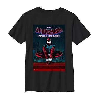 Disney Collection Little & Big Kid Boys Crew Neck Short Sleeve Regular Fit Marvel Spiderman Graphic T-Shirt