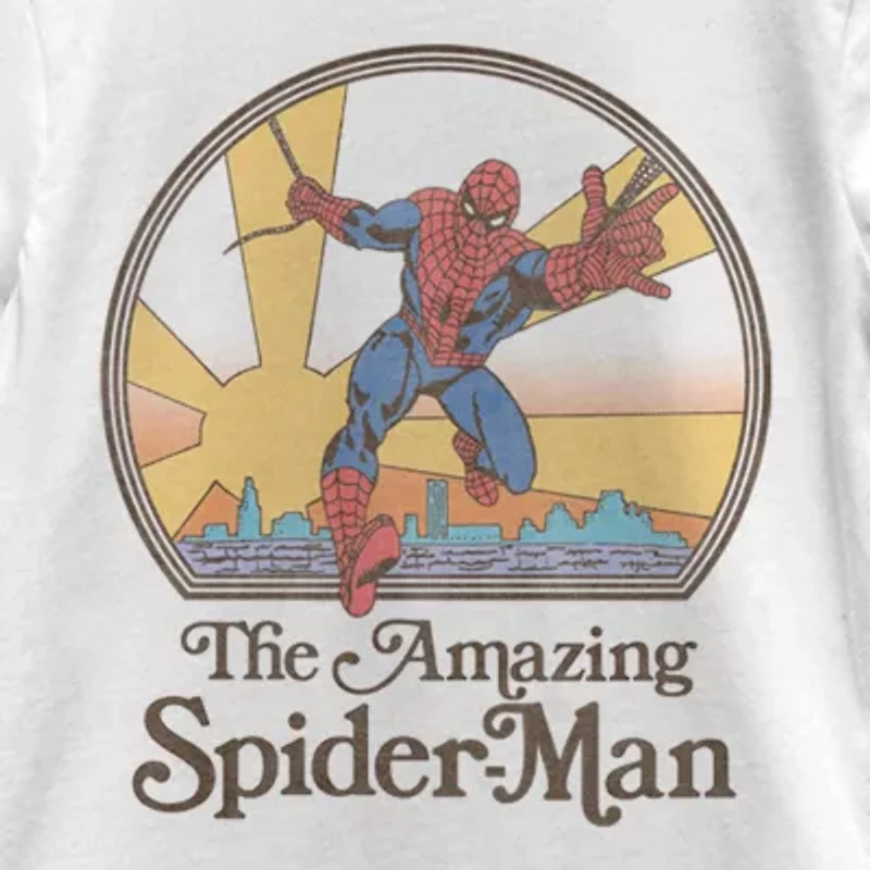 Disney Collection Little & Big Kid Girls Crew Neck Short Sleeve Regular Fit Marvel Spiderman Graphic T-Shirt