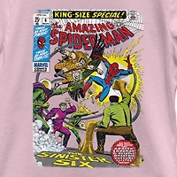 Disney Collection Little & Big Kid Girls Crew Neck Short Sleeve Regular Fit Marvel Spiderman Graphic T-Shirt