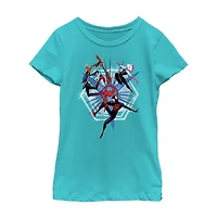 Disney Collection Little & Big Kid Girls Crew Neck Short Sleeve Regular Fit Marvel Spiderman Graphic T-Shirt