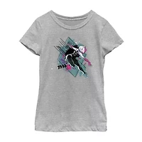 Disney Collection Little & Big Kid Girls Crew Neck Short Sleeve Regular Fit Marvel Spiderman Graphic T-Shirt