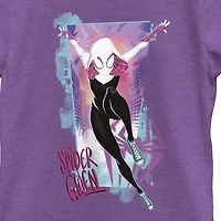 Disney Collection Little & Big Kid Girls Crew Neck Short Sleeve Regular Fit Marvel Spiderman Graphic T-Shirt