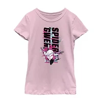 Disney Collection Little & Big Kid Girls Crew Neck Short Sleeve Regular Fit Marvel Spiderman Graphic T-Shirt