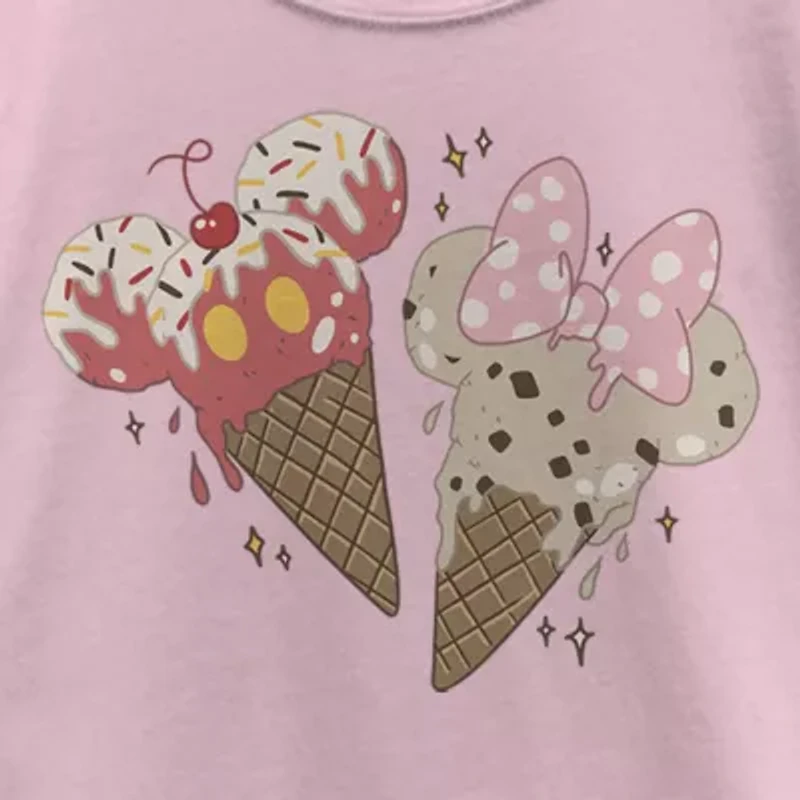 Disney Collection Little & Big Kid Girls Crew Neck Short Sleeve Regular Fit Mickey and Friends Graphic T-Shirt