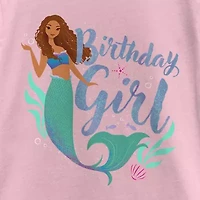 Disney Collection Little & Big Kid Girls Crew Neck Short Sleeve Regular Fit Ariel The Mermaid Graphic T-Shirt