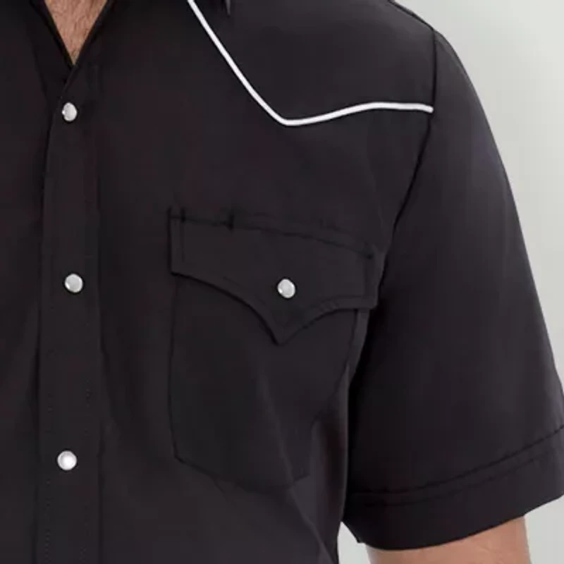 Ely Cattleman Western Mens Short Sleeve Classic Fit Button-Down Shirt
