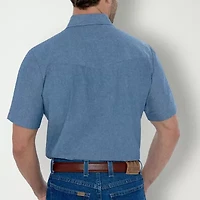 Ely Cattleman Chambray Mens Short Sleeve Classic Fit Button-Down Shirt