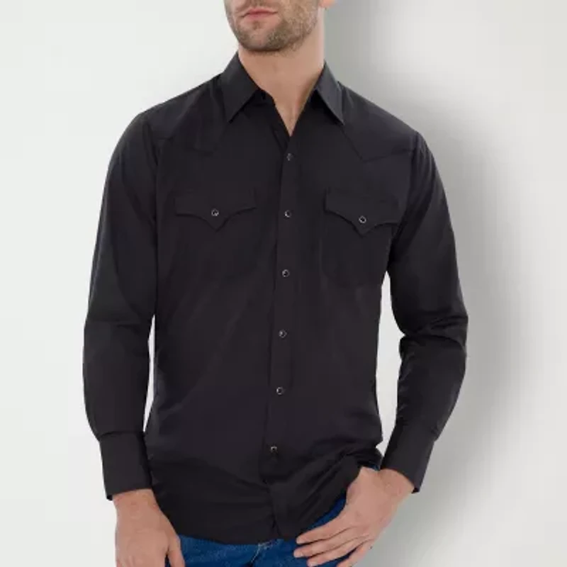 Ely Cattleman Snap Front Mens Long Sleeve Classic Fit Big and Tall Button-Down Shirt