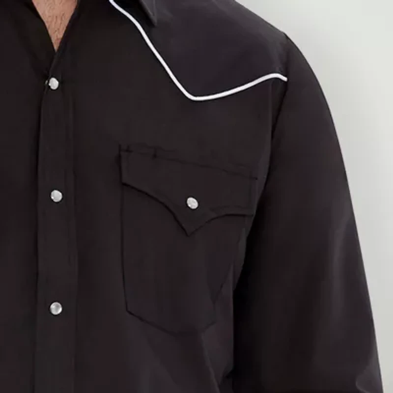 Ely Cattleman Mens Long Sleeve Classic Fit Stretch Fabric Big and Tall Button-Down Shirt